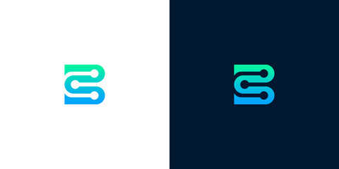 Dynamic Letter B logo design featuring interconnected lines and nodes, symbolizing digital technology, data flow, and modern communication networks © anello