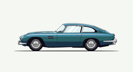 Fototapeta premium Vintage Teal Sports Car, Classic Automotive Design, Retro Vehicle Illustration