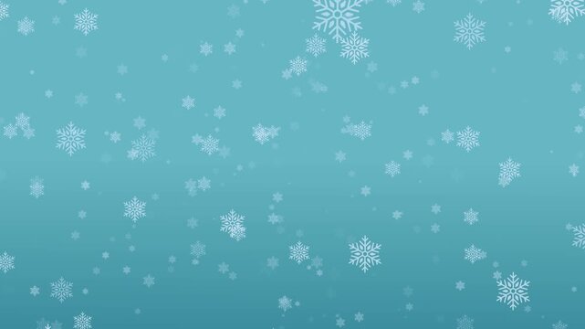 Blue Christmas snowflakes and snowfall loop background 4K