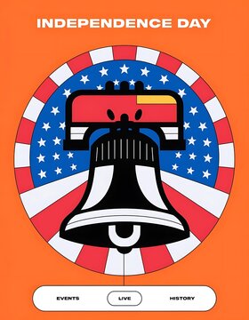 liberty bell with circular flag layout vector