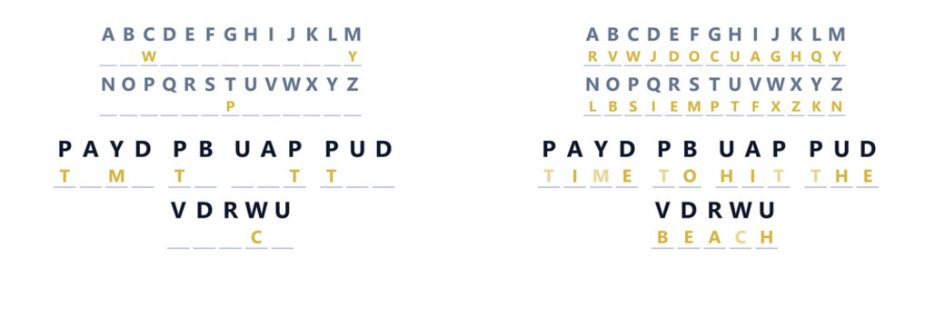 Mystery word puzzle with letters and coded message layout  