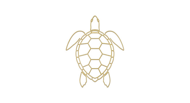 Golden turtle outline, minimalist animal icon, eco friendly symbol