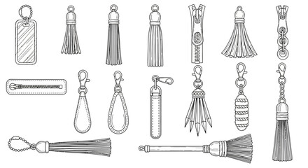 Obraz premium Tassel charms and cord ends, fashion jewelry findings, illustration