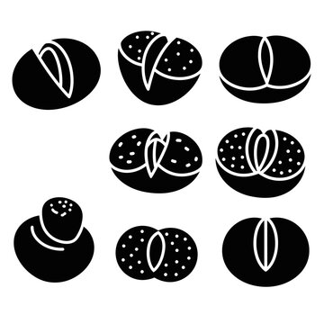 Collection of Lithops Plants Icons, Succulent Icons, Desert Plants, Vector Graphics