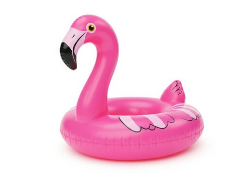 A pink flamingo inflatable pool float for summer fun