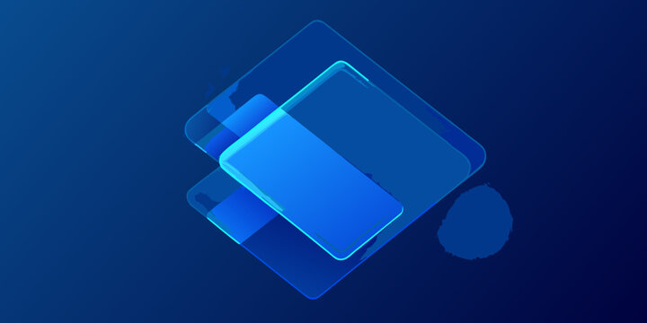Four Stacked Translucent Rectangular Prisms A 3d Illustration With Blue Gradient abstract
