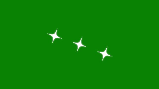 sparkling stars Shine animation,twinkle stars overlay screen, flat vector doodles, magical twinkling stars, star twinkling for festive holiday event on green screen background.4K