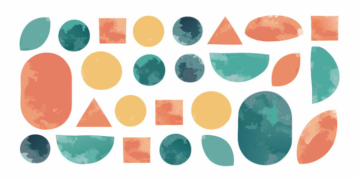 Collection Of Hand Painted Watercolor Abstract Shapes On A White Background abstract shapes