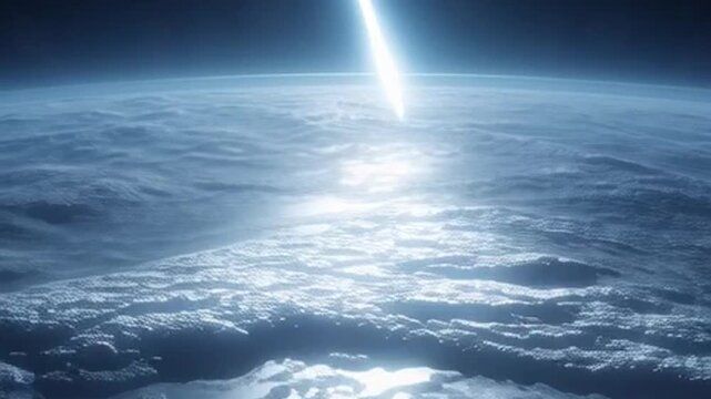 Majestic Earth From Orbit: Sun Reflecting On Ocean Surface