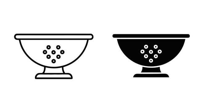 Vector illustration of colander icon set, kitchen strainer, vector illustration a transparent background