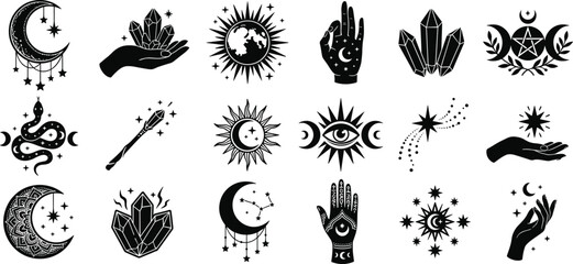 Black and white of animals plants and celestial birds snake rabbit © ROHIMA
