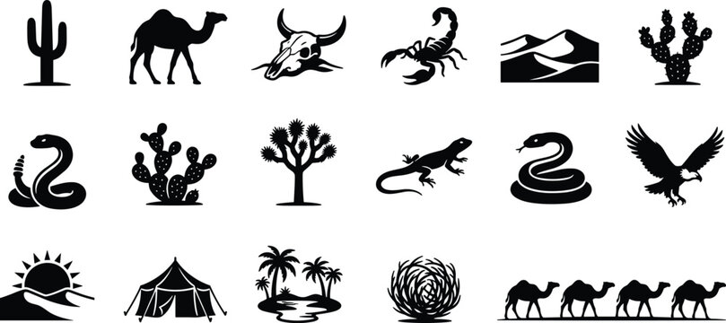 Black and white of animals plants buildings and wildlife trees des