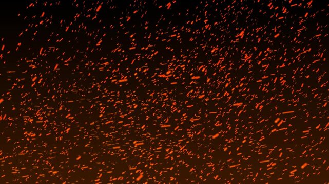 Fire sparks and glowing ember particle overlay loop on dark background 4K