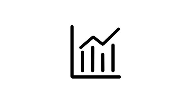 Business growth animation icon with charts showing progress and success on a clean white background.
