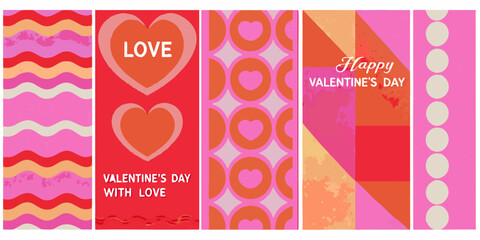 Naklejka premium Repeating Heart And Wave Pattern With Valentine s Day Text Vector Illustration