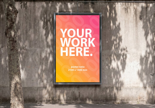 Urban billboard poster Mockup on the concrete wall