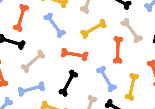 Bone silhouette vector seamless pattern. Vector seamless pattern with bones on white background. Cute illustration for fabric, textile, background, wallpaper