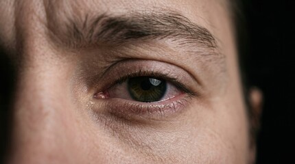Naklejka premium Intimate Close Up Focus on a Person's Eye, Showing Emotion and Expression