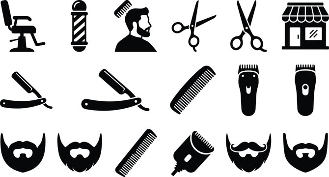 Black silhouette of daily activities and including sports hobbies and tools des