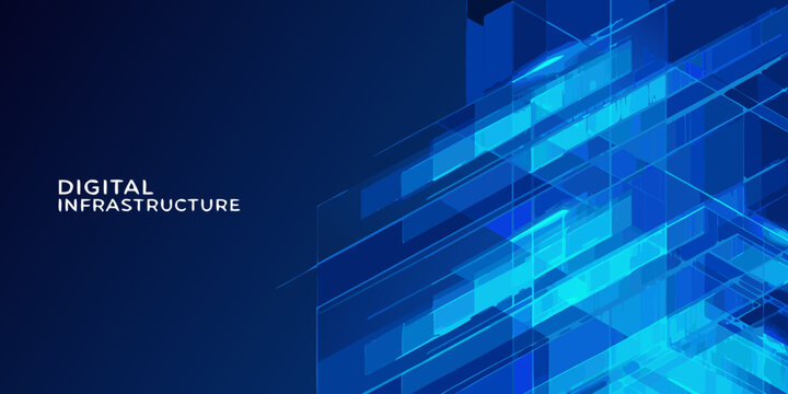 digital infrastructure abstract blue vector background technology network data connection grid pattern
