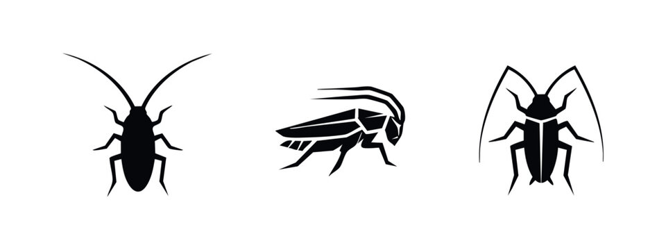 Cockroach Insects Pest Control Icon Set
