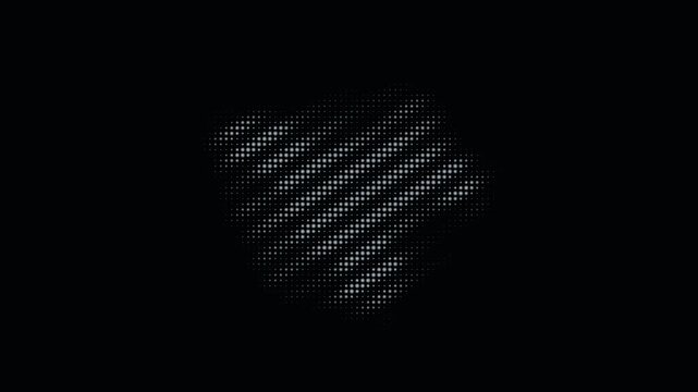 Abstract halftone dot pattern morphing on a black background
