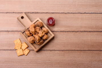 Fototapeta premium Dried whole fig as an ingredient for sweet desserts. Dried figs as a food