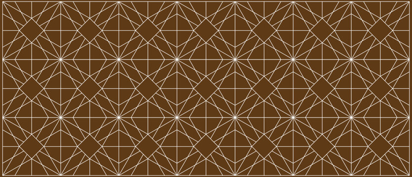 Abstract linear structure. Symmetrical grid design. Minimalist triangle and diamond shapes. Brown earthy tone backdrop.