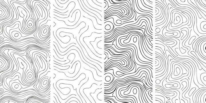 seamless abstract line pattern in black and white background geometric curve loop