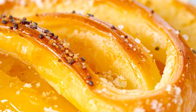 Glazed pastry with seeds and sugar topping