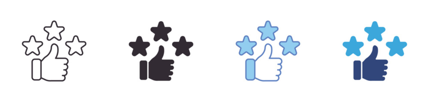 Customer Satisfaction Icon Set, positive feedback rating, user experience approval, service quality review, vector icons