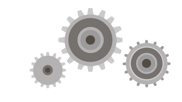 Interlocking metallic gear illustration depicting mechanical industry systems, engineering concepts, and efficient synchronized teamwork operations