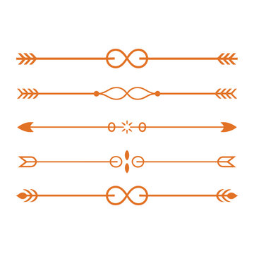 Set of Five Decorative Arrow Text Dividers Vector Illustration