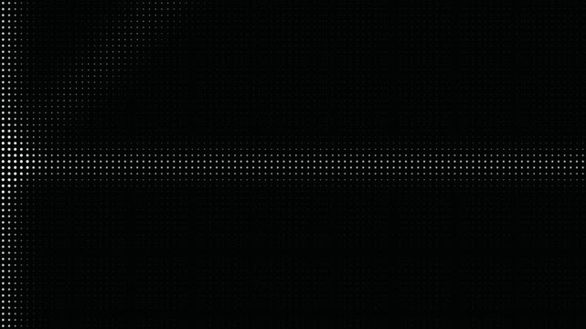 Abstract white dot matrix grid lines intersecting on black