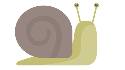 Charming slow-moving snail with a distinct spiral shell in a serene, clean vector illustration style, embodying natural persistence and gentle growth for various graphic design projects © brezqy