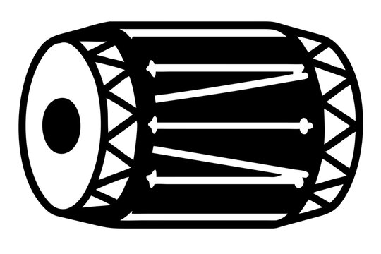 mridangam percussion instrument silhouette illustration for indian classical music rhythm and cultural design