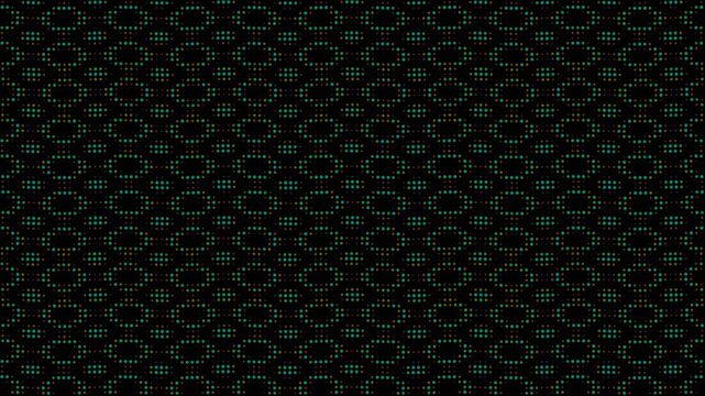 Abstract glowing LED dot pattern shifting colors on black