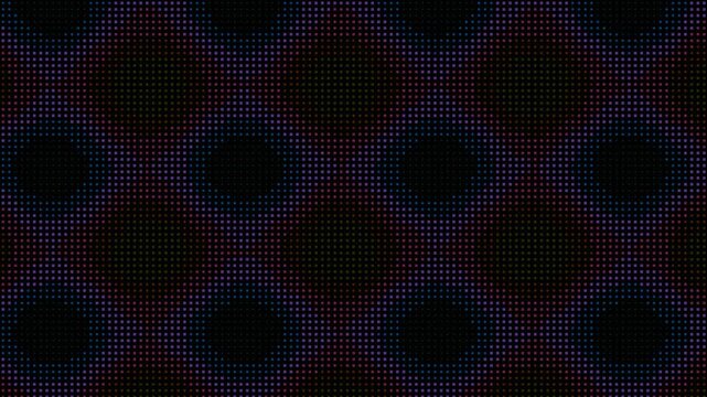 Abstract LED screen showing colorful pixel grid patterns