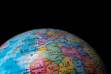 Fototapeta premium World globe showing europe and african continents with countries