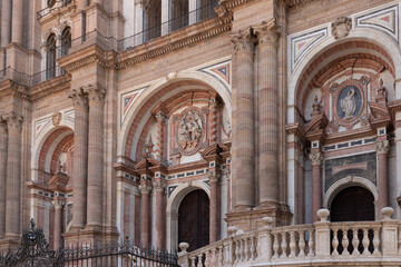Obraz premium Facade of Málaga Cathedral or Santa Iglesia Catedral Basílica de la Encarnación.