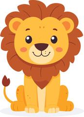 Fototapeta premium Smiling cartoon lion with orange mane