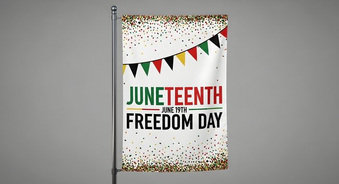 Juneteenth Freedom Day flag with colorful bunting
