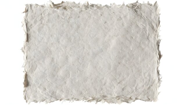 Rough handmade paper texture isolated PNG, natural off-white cardstock with deckle edges for graphic design and creative projects
