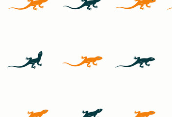 Fototapeta premium Colorful lizard pattern on white background.