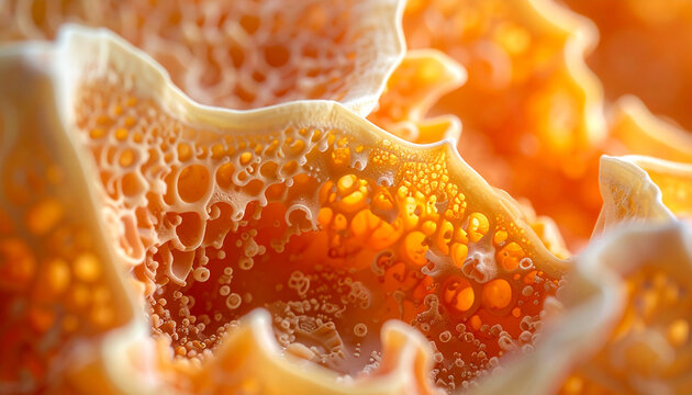 Abstract orange coral with porous texture detail