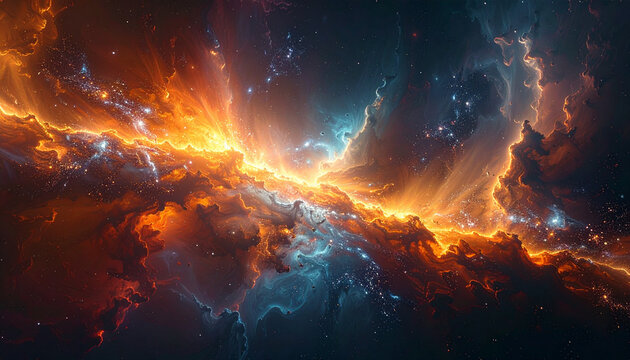 Nebula explosion of stardust with vibrant colors