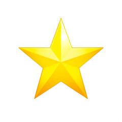 Obraz premium Golden five pointed star glossy finish isolated on transparent background