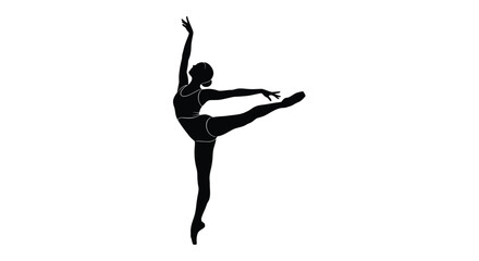 ballerina silhouette on white background dancer dance © LUNEX
