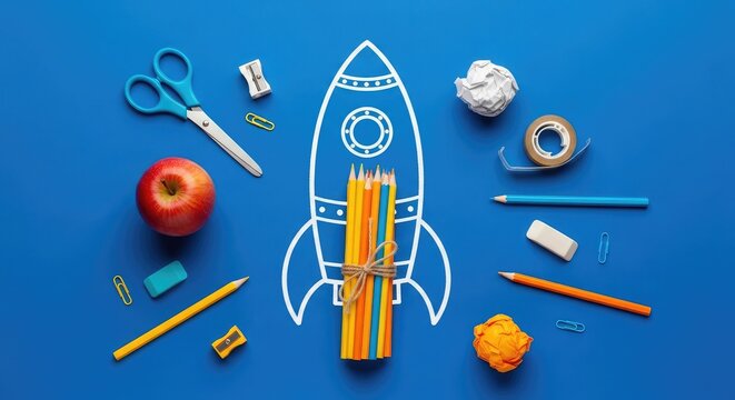 Back to school essentials colorful stationery and supplies for kids