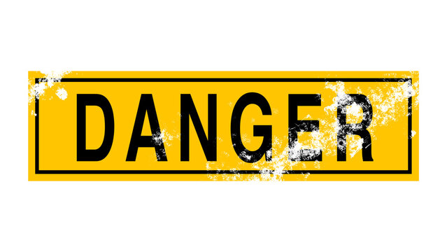 Industrial yellow danger sign with grunge texture and misspelled denger text